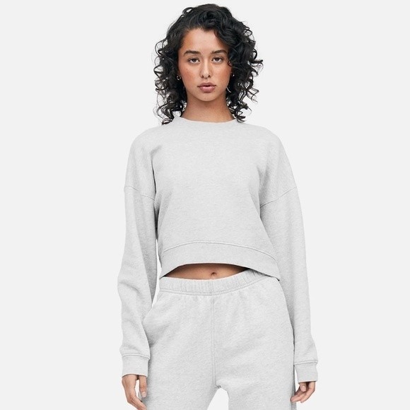 MATE the Label Tops - Mate the Label Womens size S Grey Organic Fleece Crop Crew Sweatshirt Granola